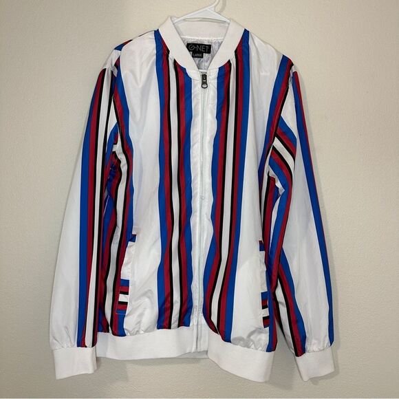 Men's Striped Nylon Windbreaker - Picture 2 of 8